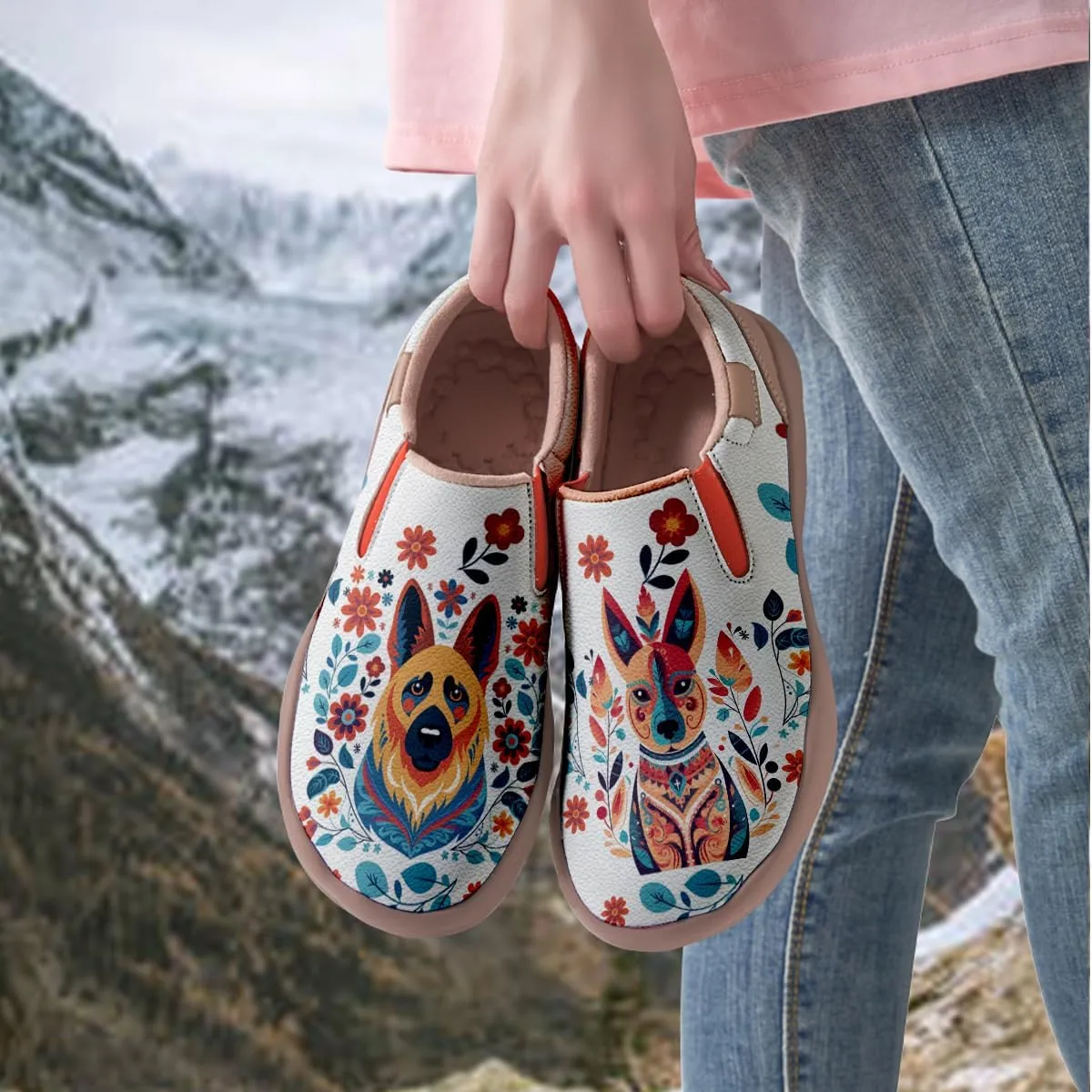 Womens Comfort Animal Painted Loafers - Travel Shoes Slip On Lightweight Casual Walking