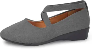 Women's Comfortable Fashion Elastic Ankle Straps Flats Shoes Pull-On Criss-Cross Ballet Girls Dress Little Gracy Mary Shoes Dressy Crisscross Strap Ballerina Flats Closed Toe Slip On Flat