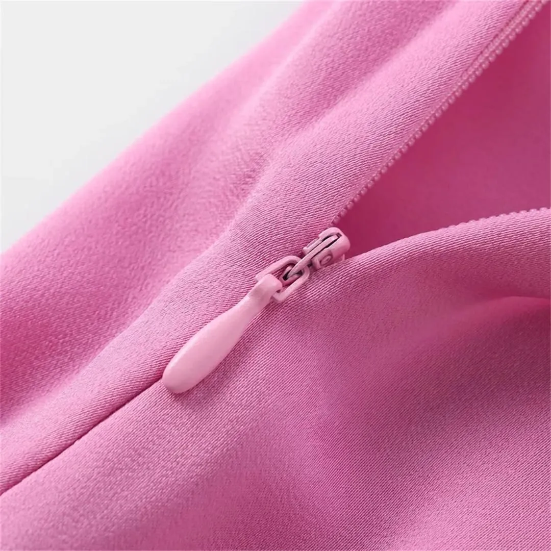 Women's Dress Temperament Slim Fit Hollow Out Design Silk Satin Texture Dresses
