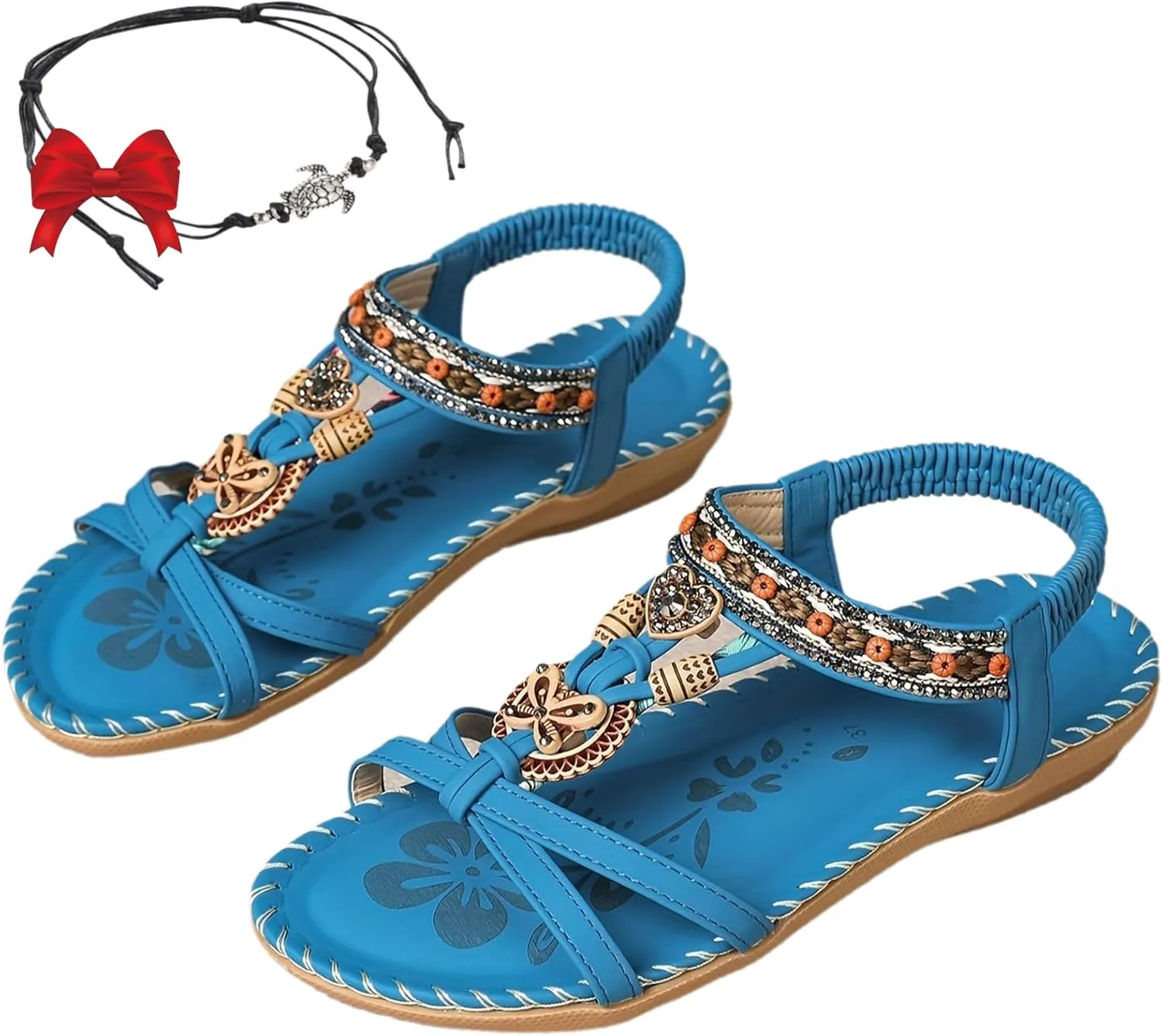Women's Elegant Rhinestone Butterfly Flat Sandals, Citadel Sandals, Bohemian Fashion Non-slip Orthopedic Sandal