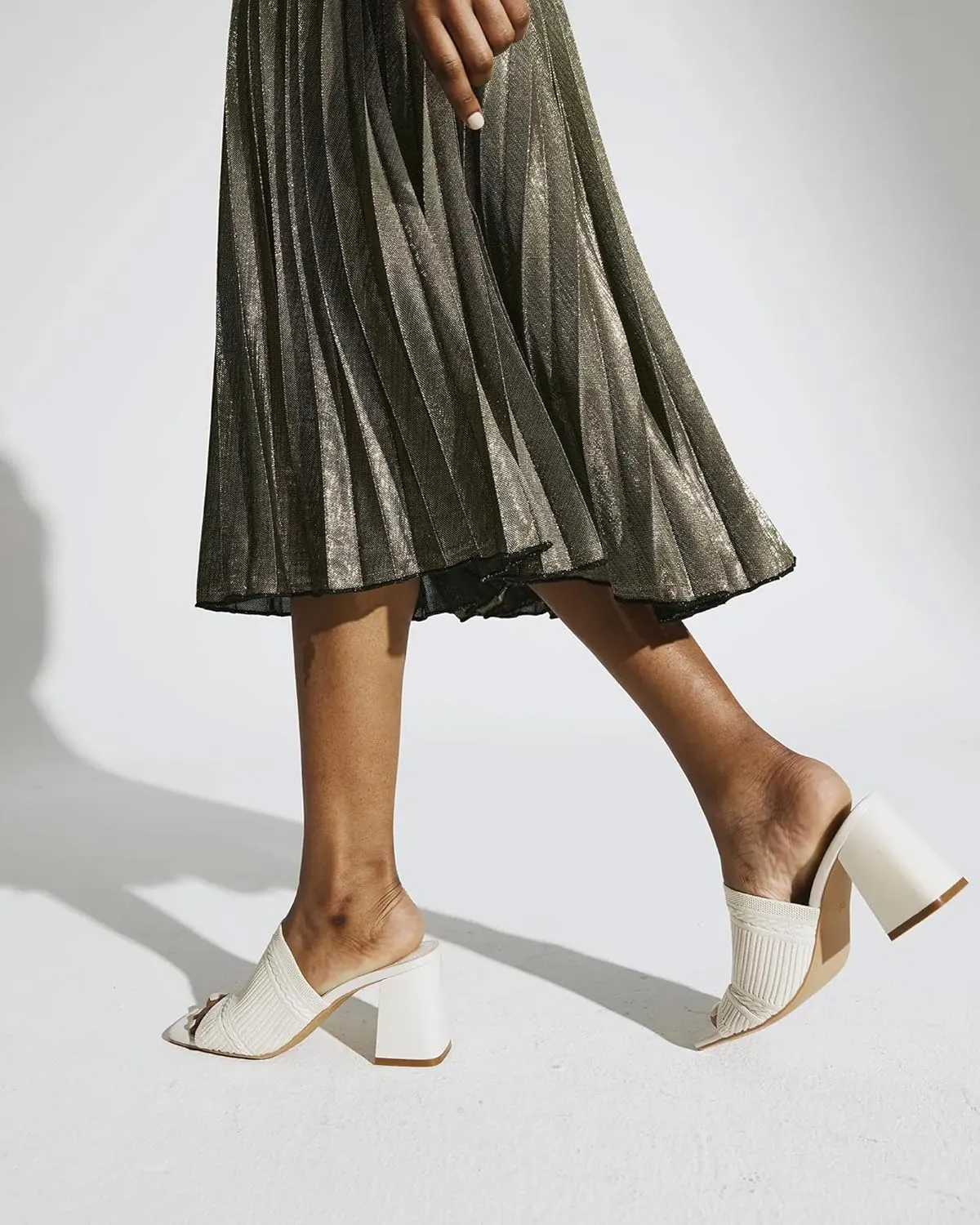 Women's Elegant Square Toe Chain Heeled Sandals Pump Shoes
