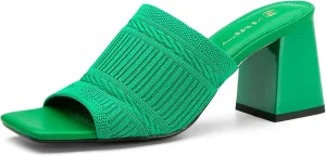 Women's Elegant Square Toe Chain Heeled Sandals Pump Shoes