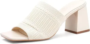Women's Elegant Square Toe Chain Heeled Sandals Pump Shoes