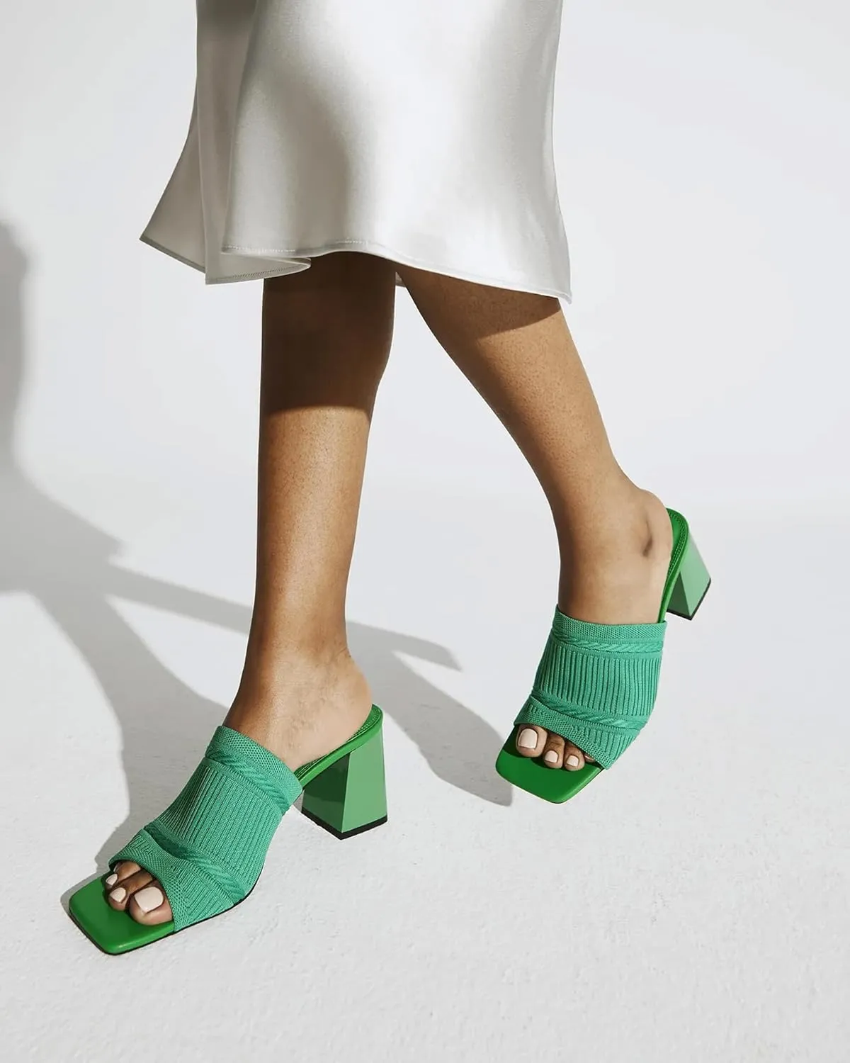Women's Elegant Square Toe Chain Heeled Sandals Pump Shoes