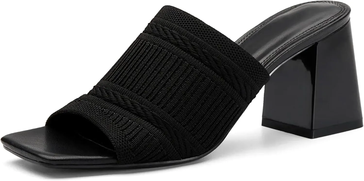 Women's Elegant Square Toe Chain Heeled Sandals Pump Shoes