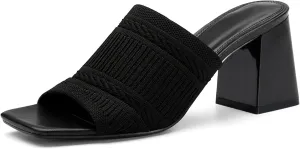 Women's Elegant Square Toe Chain Heeled Sandals Pump Shoes