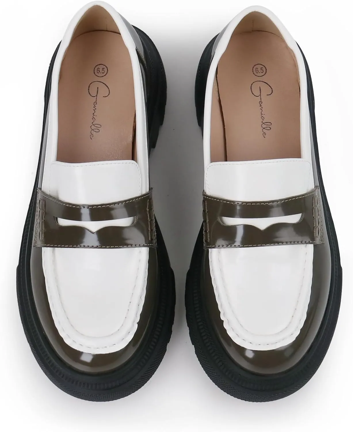 Women's Fashion Comfortable Platform Chunky Loafers & Slip On Casual Penny Loafers Round Toe Padded Business Dress Shoes