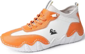 Women's Fashion Sneakers Handmade Leather High Top Lace Up Breathable Casual Walking Shoes Soft Sole Comfortable Outdoor Lightweight Sports Shoes