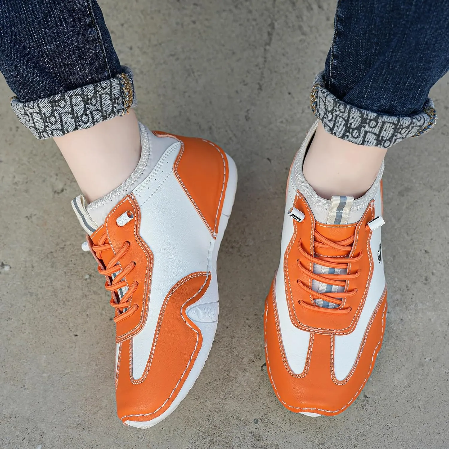 Women's Fashion Sneakers Handmade Leather High Top Lace Up Breathable Casual Walking Shoes Soft Sole Comfortable Outdoor Lightweight Sports Shoes