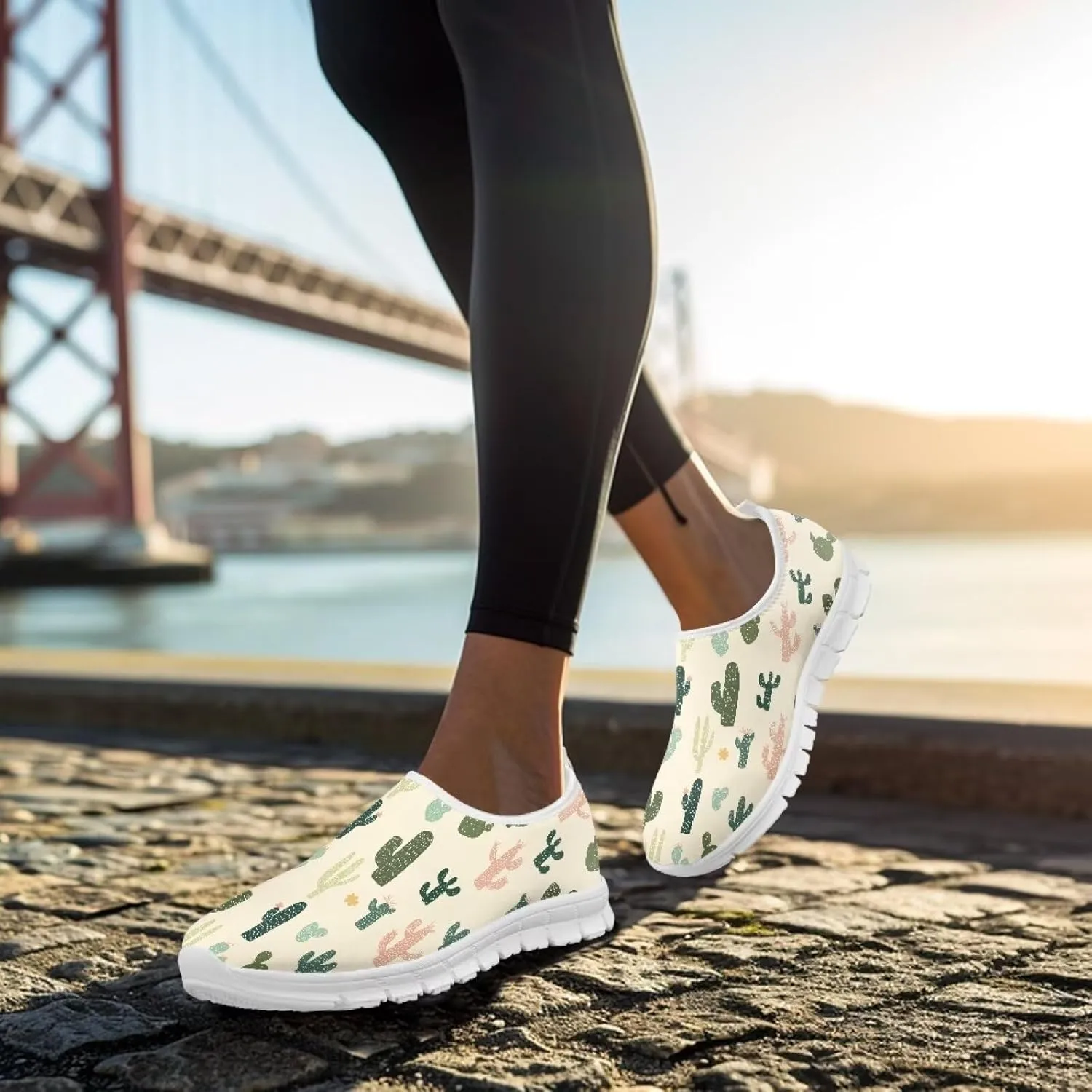 Women's Fashion Sneakers Slip On Walking Loafers Travel Shoes（White Sole）