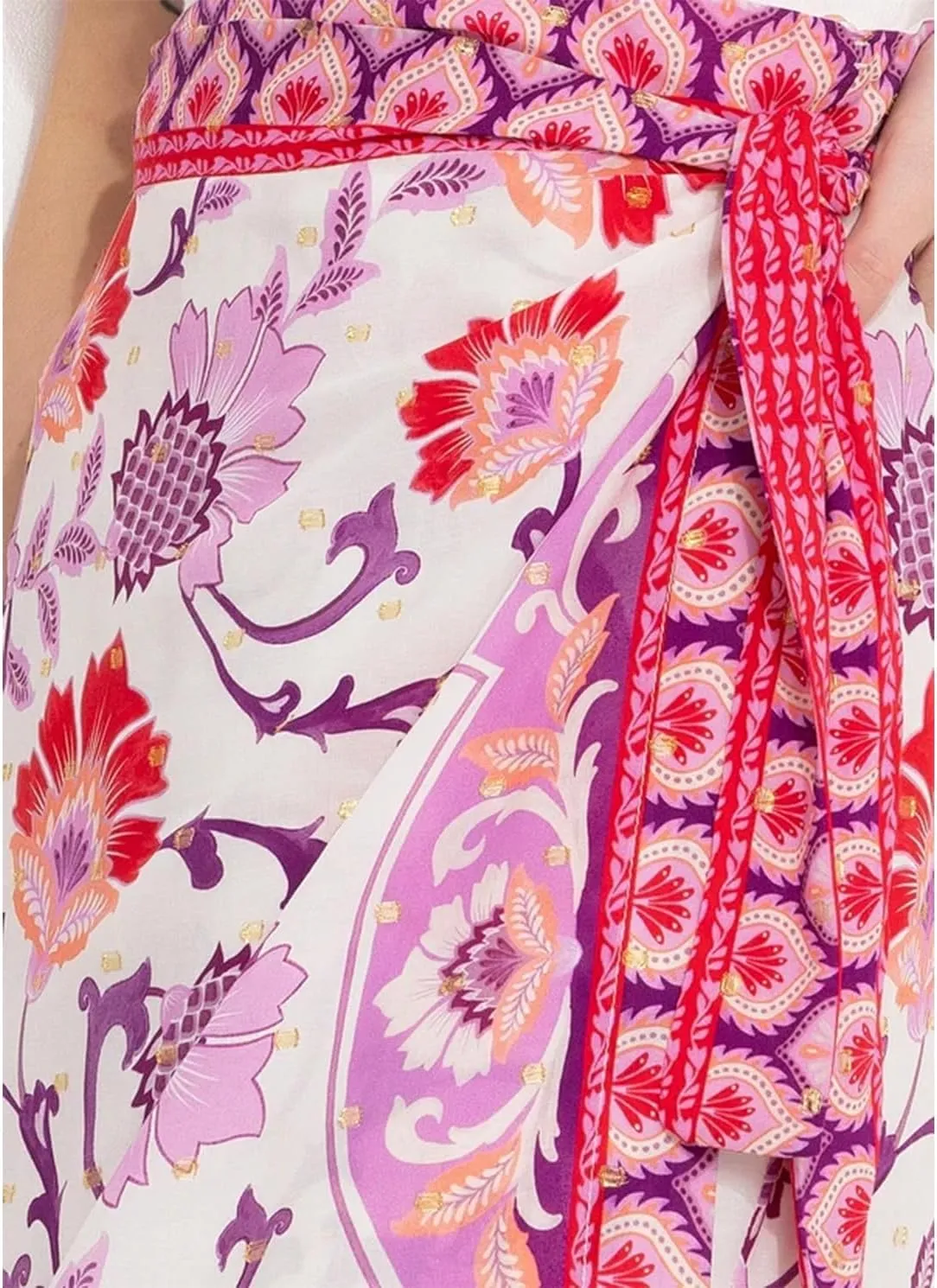 Womens Floral Wrap Midi Skirt Summer Adjustable Tie Side Casual High Waist A Line Beach Boho Long Flared Skirts