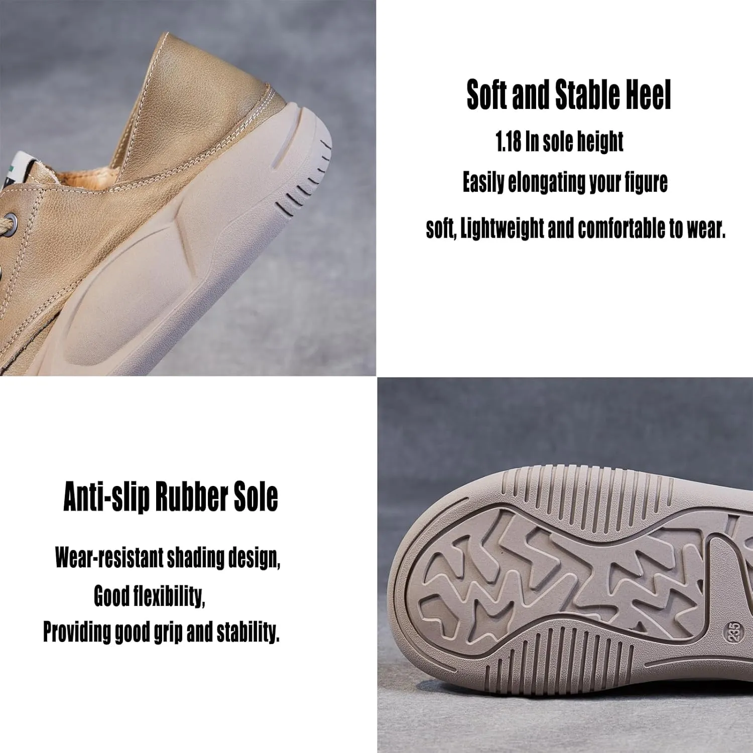 Women's Genuine Leather Lace-up Lightweight Flat Loafers,Retro Handmade Round Toe Casual Soft Sole Walking Shoes,Comfortable Non-Slip Driving Working Shoes