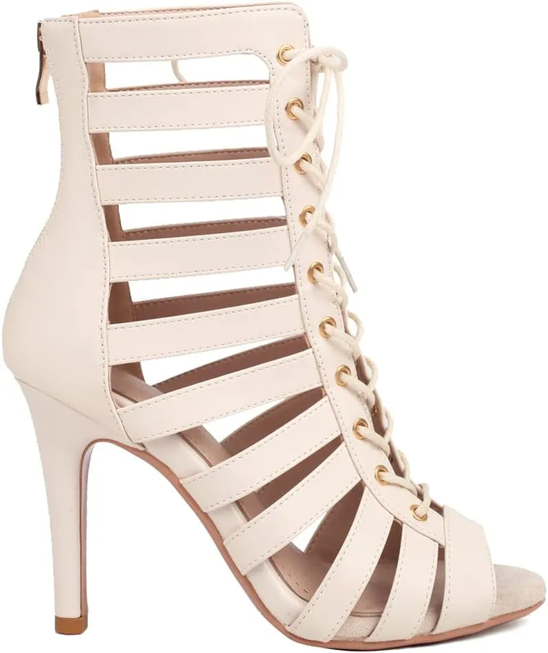 Women's Gladiator Booties Fashion Peep Toe Booties for Women Open Toe Roman Booties for Women