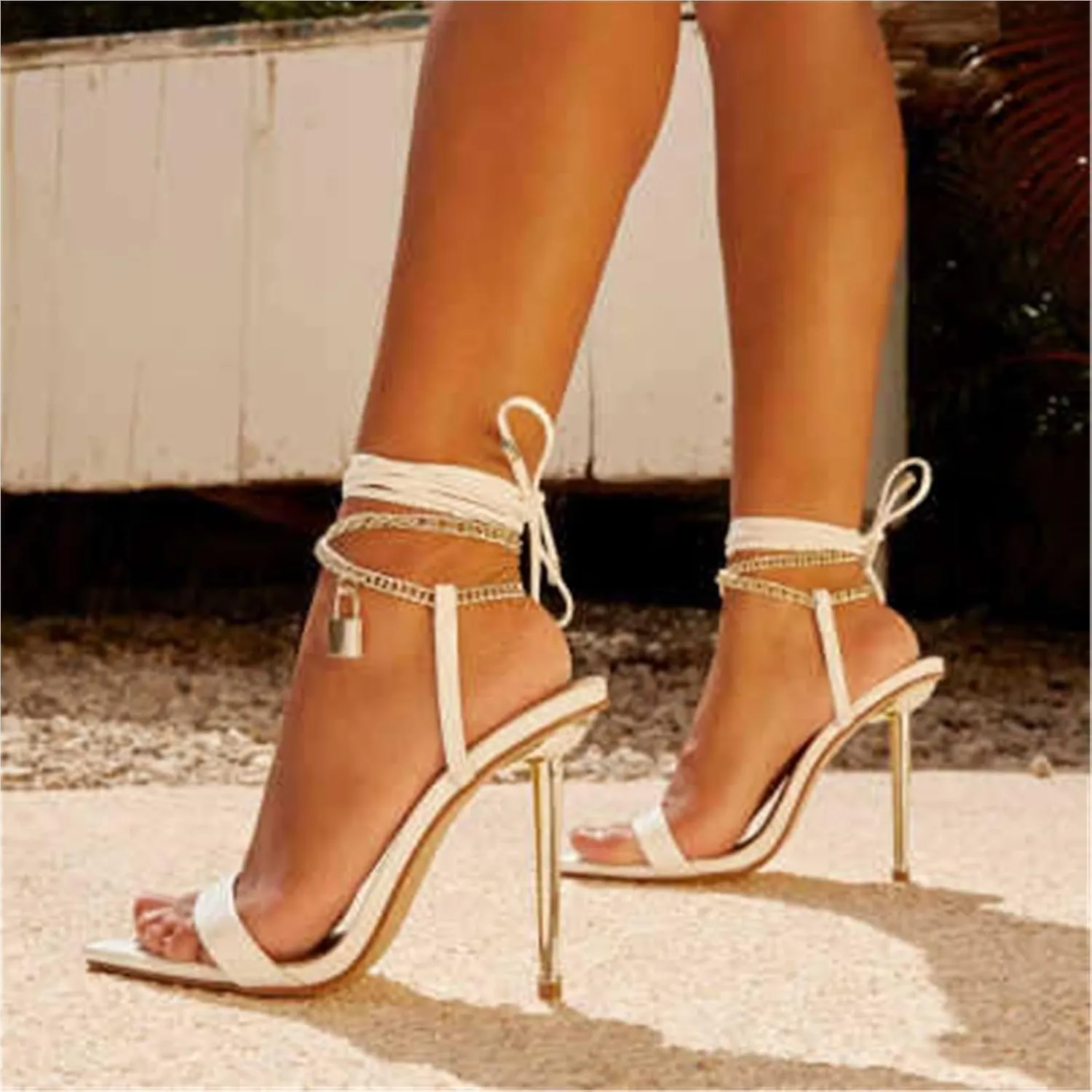 Women's High Heel Open Toe Fine heel Hollow Strappy Low-top Rhinestones Shallow mouth Dress Sandals After Lacing Evening Sandals