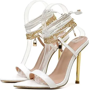 Women's High Heel Open Toe Fine heel Hollow Strappy Low-top Rhinestones Shallow mouth Dress Sandals After Lacing Evening Sandals