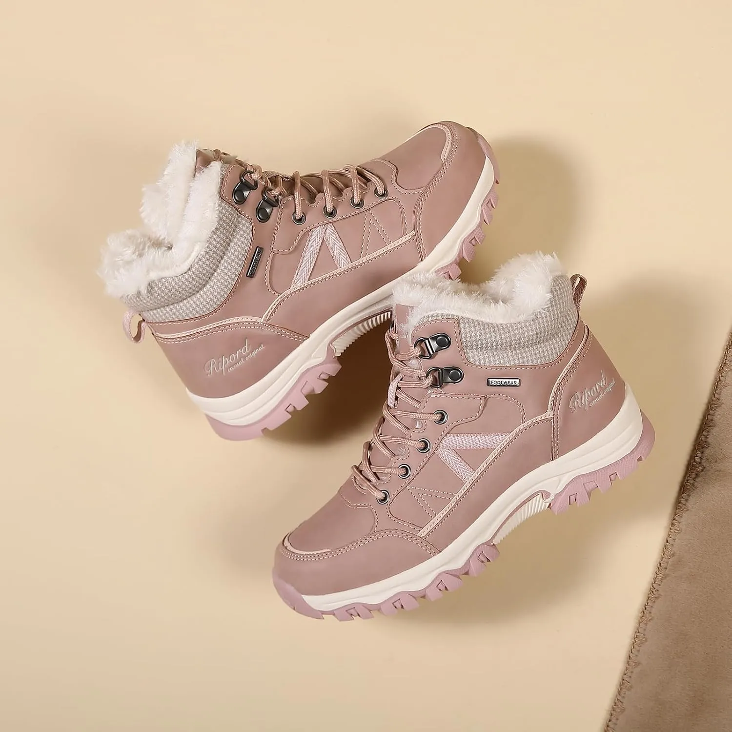 Womens Hiking Snow Boots Winter Boots Comfortable Warm Fur Shoes for Outdoor