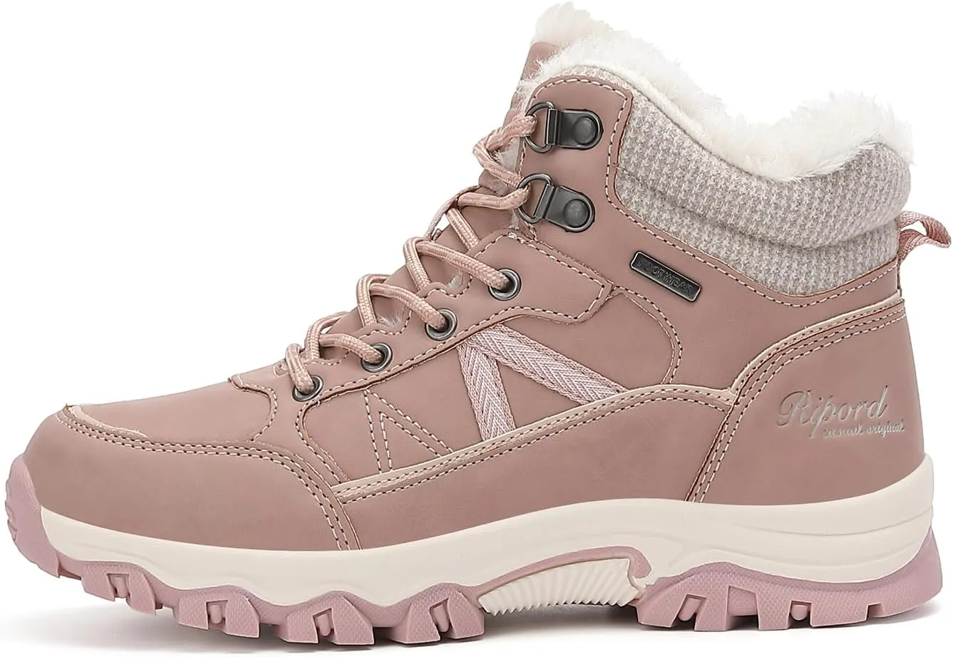 Womens Hiking Snow Boots Winter Boots Comfortable Warm Fur Shoes for Outdoor