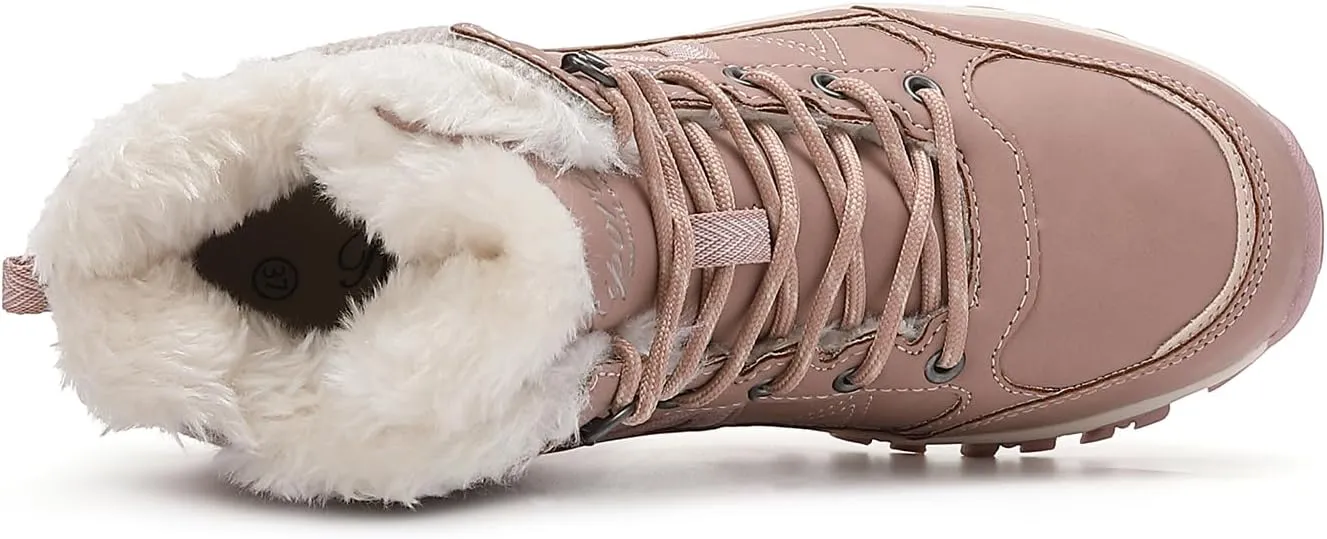Womens Hiking Snow Boots Winter Boots Comfortable Warm Fur Shoes for Outdoor