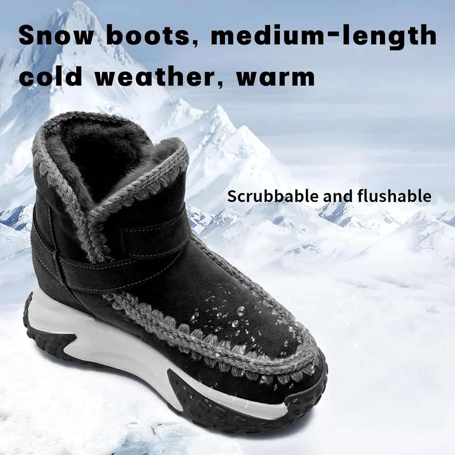 Womens Hiking Snow Winter Boots Work Ankle Boots for Women Comfortable Warm Fur Boots for Backpacking