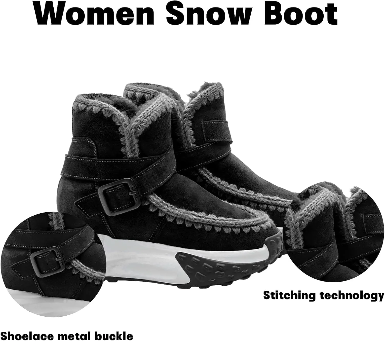 Womens Hiking Snow Winter Boots Work Ankle Boots for Women Comfortable Warm Fur Boots for Backpacking
