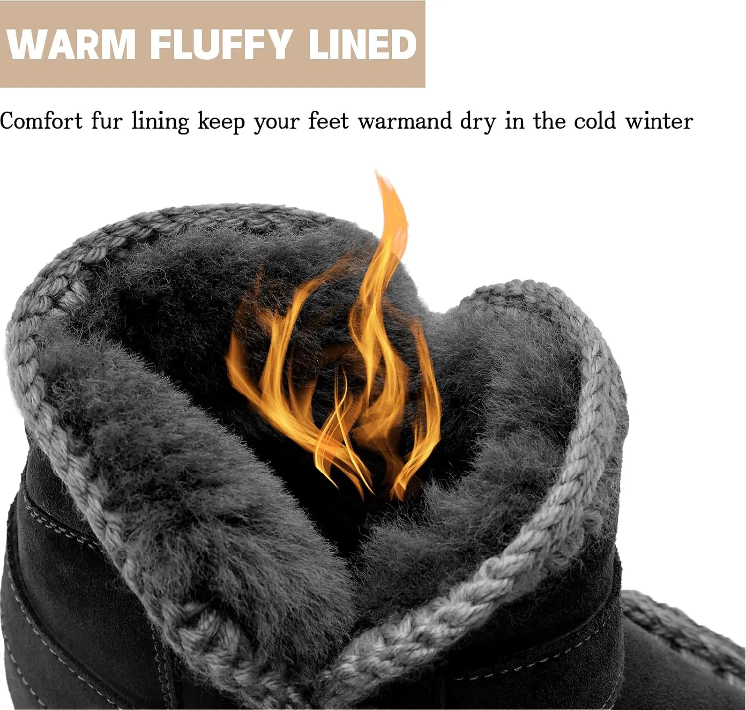 Womens Hiking Snow Winter Boots Work Ankle Boots for Women Comfortable Warm Fur Boots for Backpacking