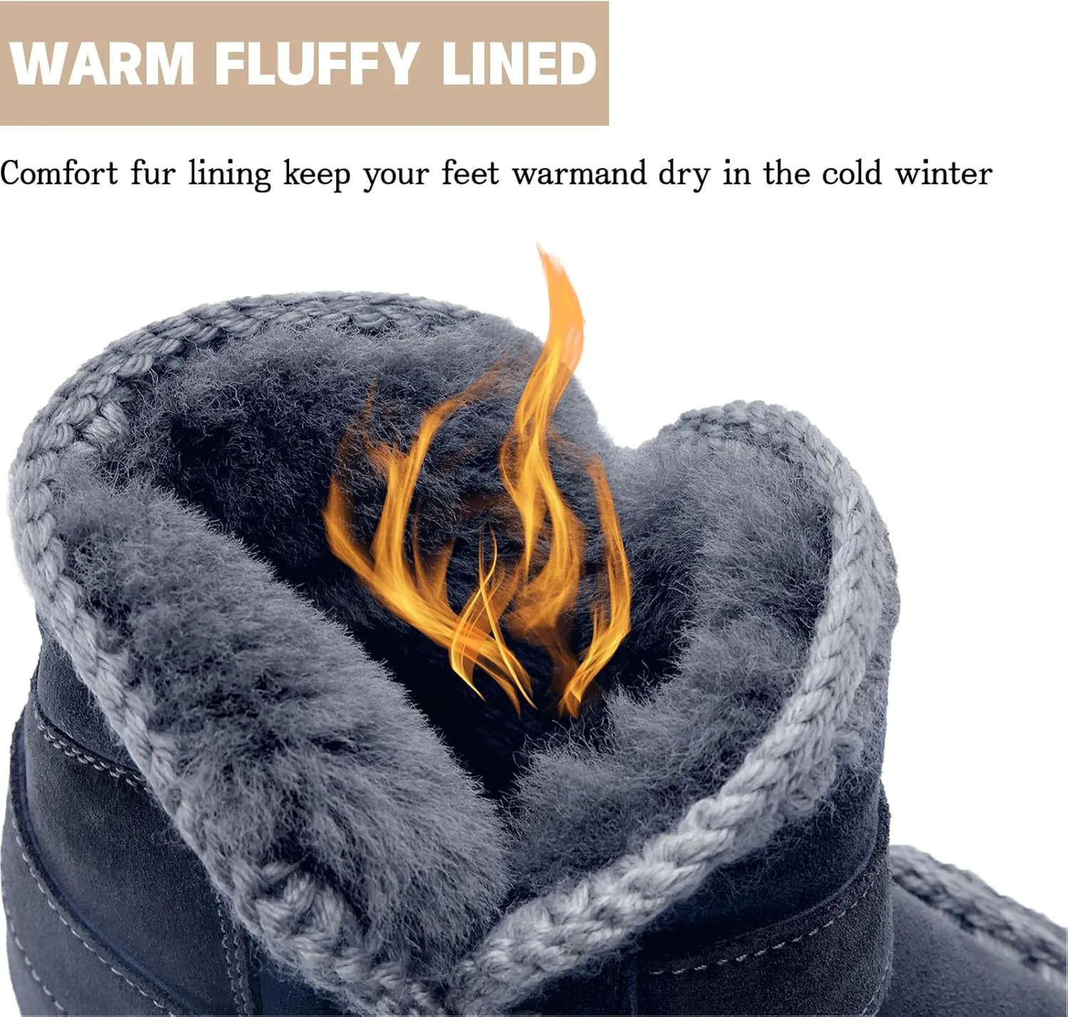 Womens Hiking Snow Winter Boots Work Ankle Boots for Women Comfortable Warm Fur Boots for Backpacking