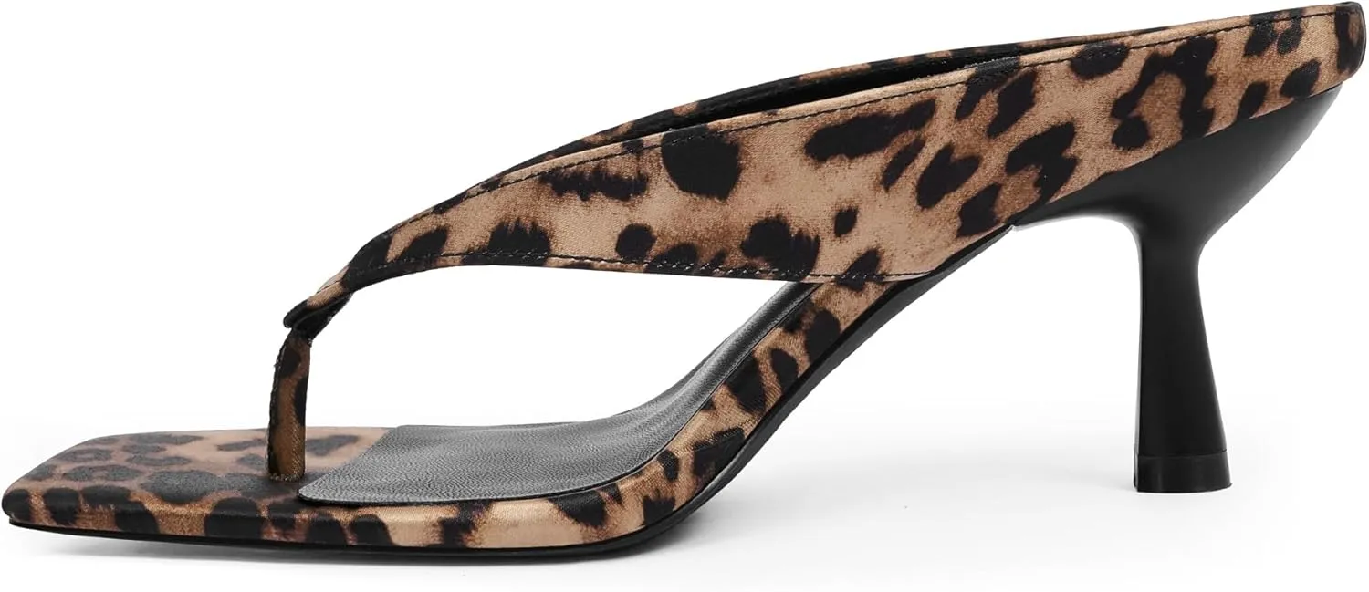 Women’s Kitten Heels Flip Flops Slip On Open Toe Low Heels Thong Square Slide Summer Fashion Party Heeled Dressy Sandals for Women