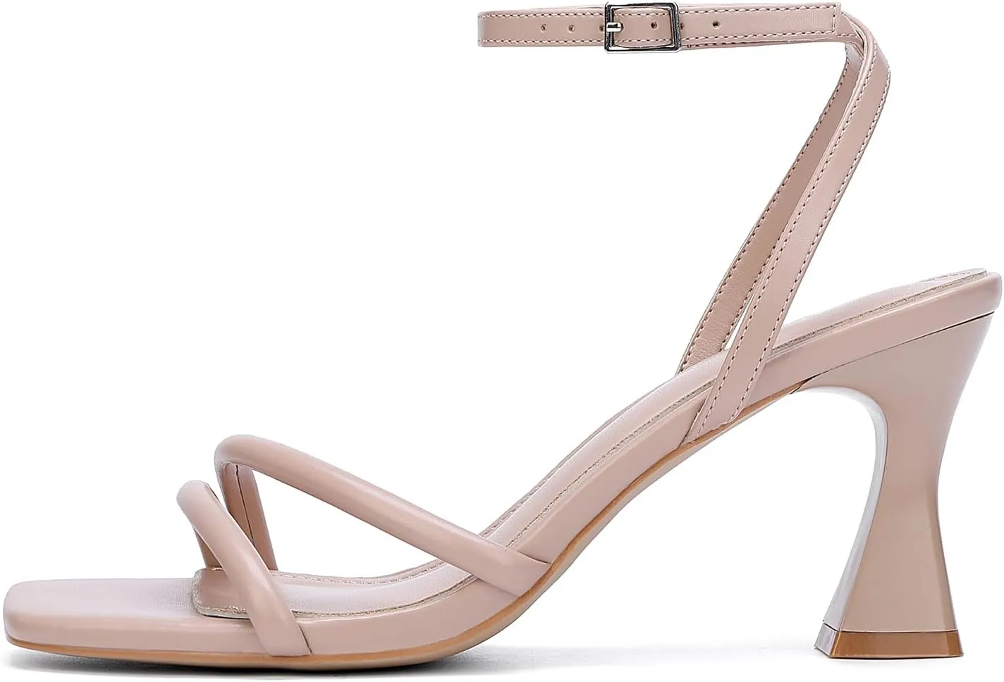 Women's Kitten Strappy High heels Square Open Toe Ankle Strap Heeled Sandals