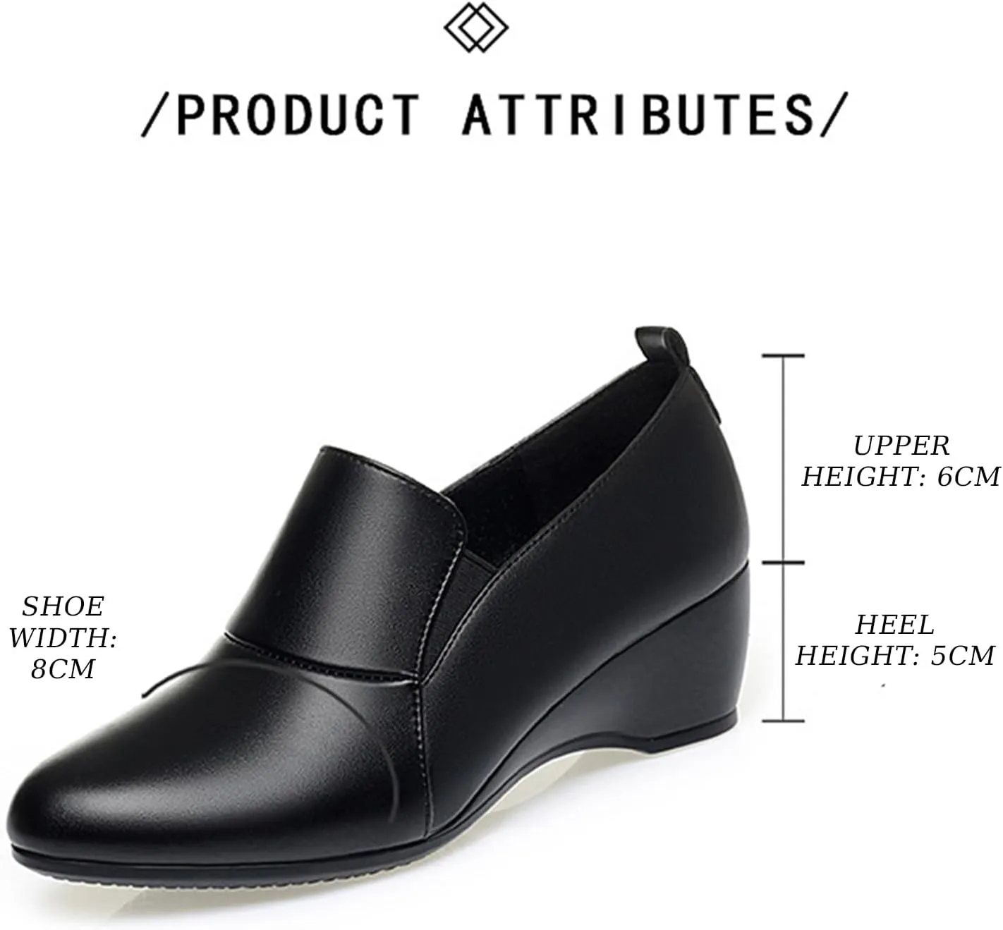 Women's Leather Wedge Round Toe Dressy Shoes Comfortable Soft Leather Platform Slip On Casual Loafers Suitable for Driving Business Work Walking