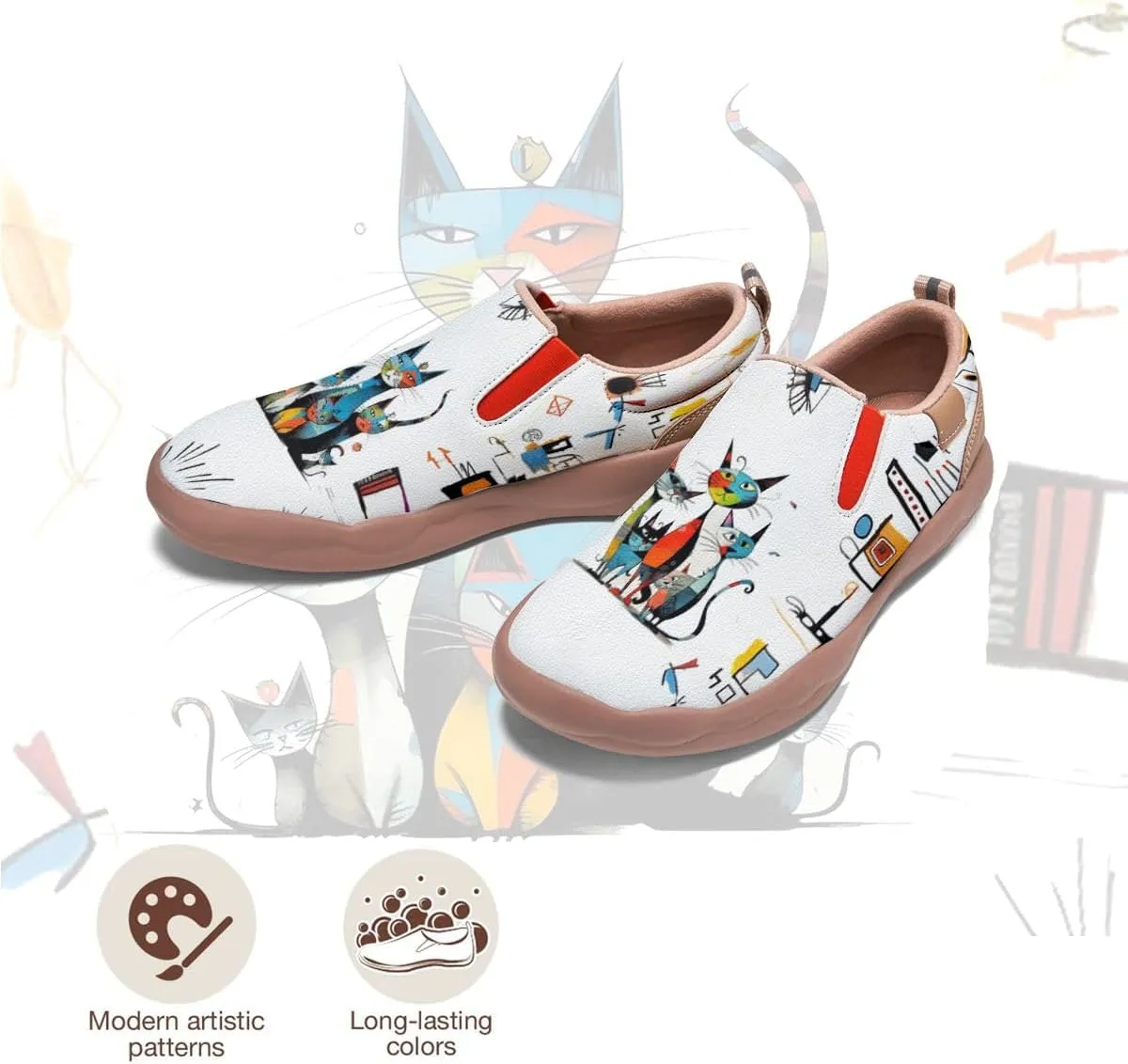 Women's Loafers Shoes Travel Casual Cartoon Animals Art Painted Slip On Lightweight Comfort Ladies Fashion Sneakers