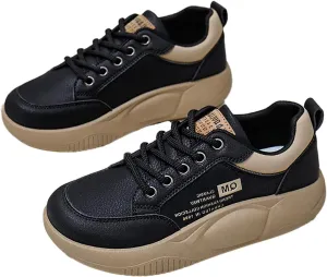 Women's Low Top Thick Sole Boots,Lace-Up Platform Sneakers,Casual Non Slip Walking Shoes, Fashion Comfort Platform Round Toe Loafers