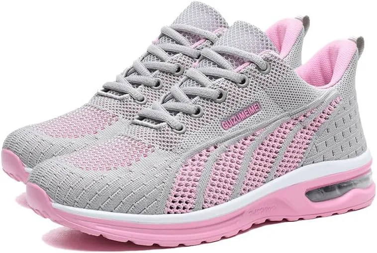 Womens mesh Breathable Running Shoes air Cushion Lightweight Sneakers Lace up Walking Tennis Shoes