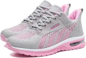 Womens mesh Breathable Running Shoes air Cushion Lightweight Sneakers Lace up Walking Tennis Shoes