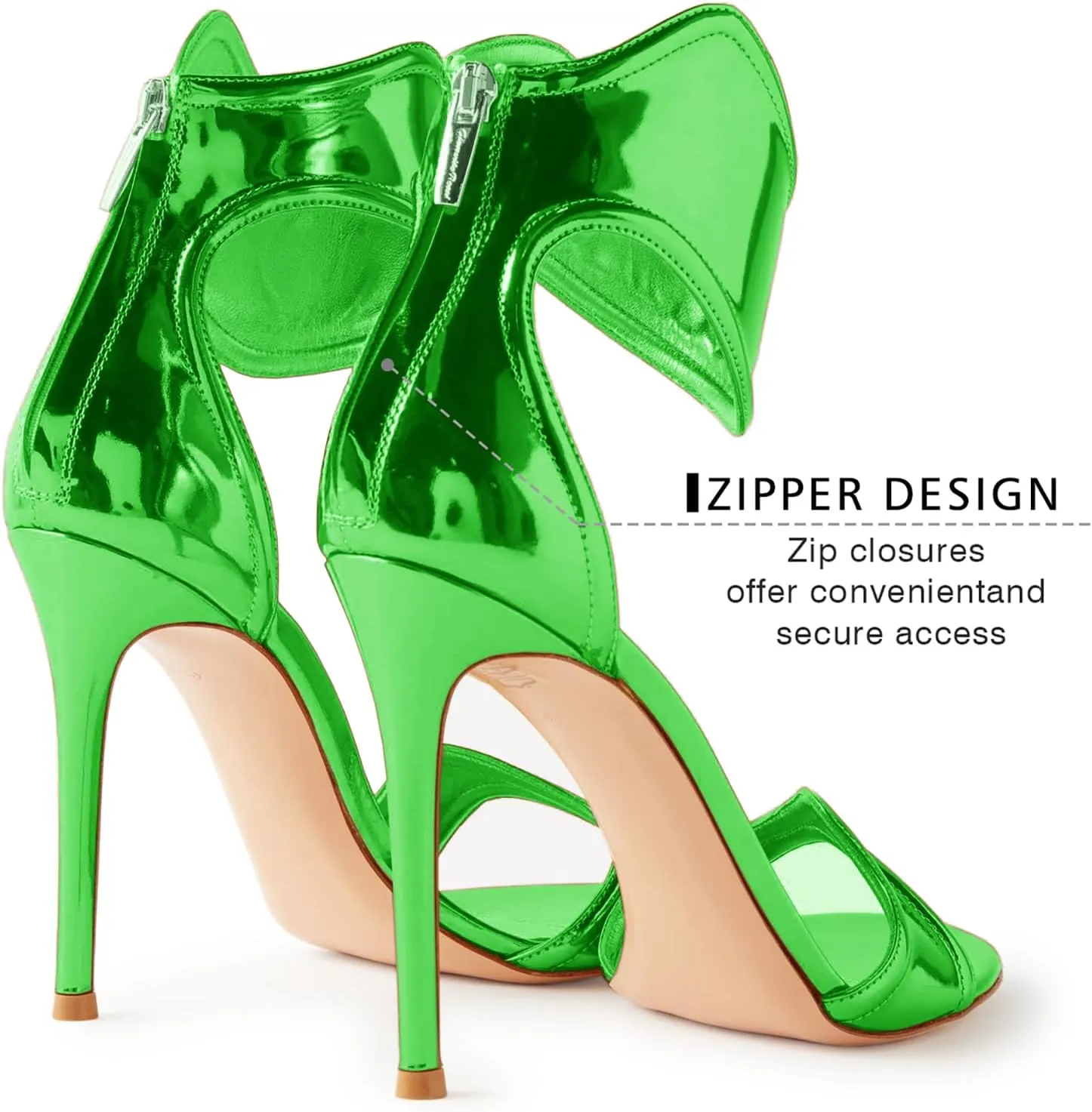 Women's Metallic Pump Open Toe Heel Sandals zipper Dressy Heels Ankle Strap Strappy Heels for Party Wedding Shoes