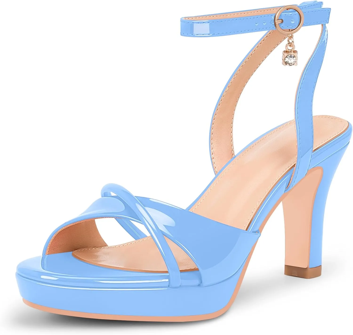 Women's Platform Ankle Strap Chunky High Heel Sandals Open Round Toe Party Dress Shoes