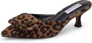 Women's Pointed Toe Kitten Heel Mules 2 Inch Slip-On Backless Slippers with Square Buckle Dress Sandals