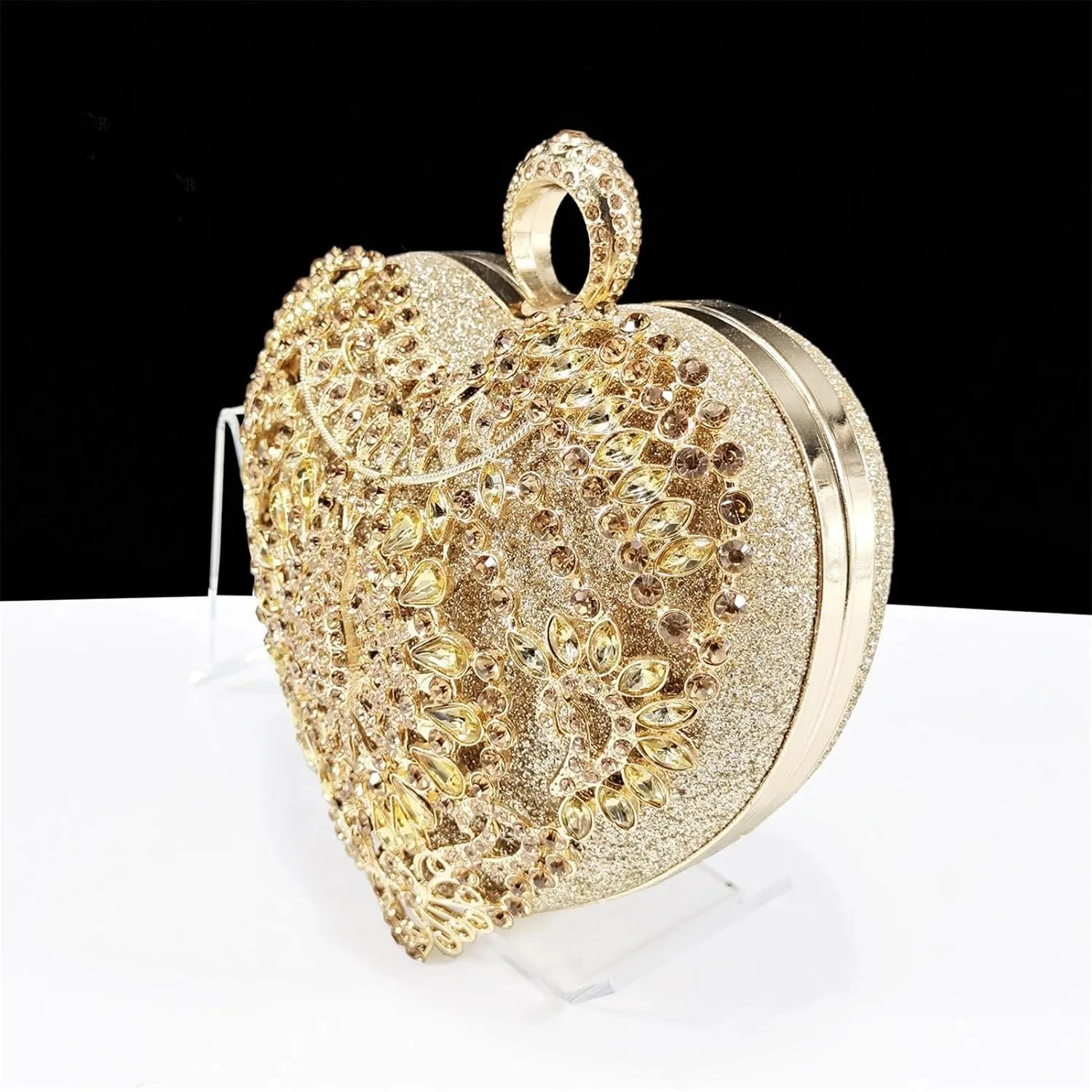 Women's Rhinestone Italian High Heels & Heart Clutch - Elegant Party Set