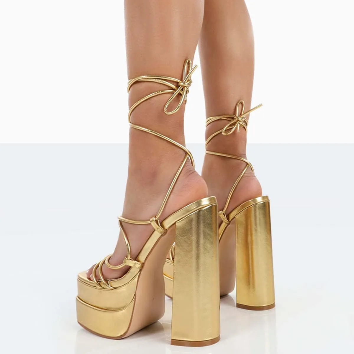 Womens Roman Platform Heels Lace-up Gladiator Summer Sandals Dress Sandals