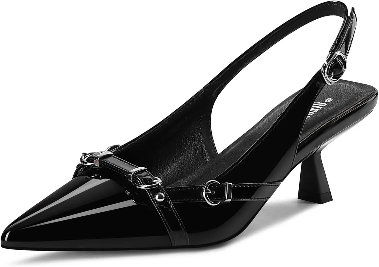 Women's Slingback Kitten Heels Pointed Toe Low Heel Pumps Comfortable Dress Office Shoes