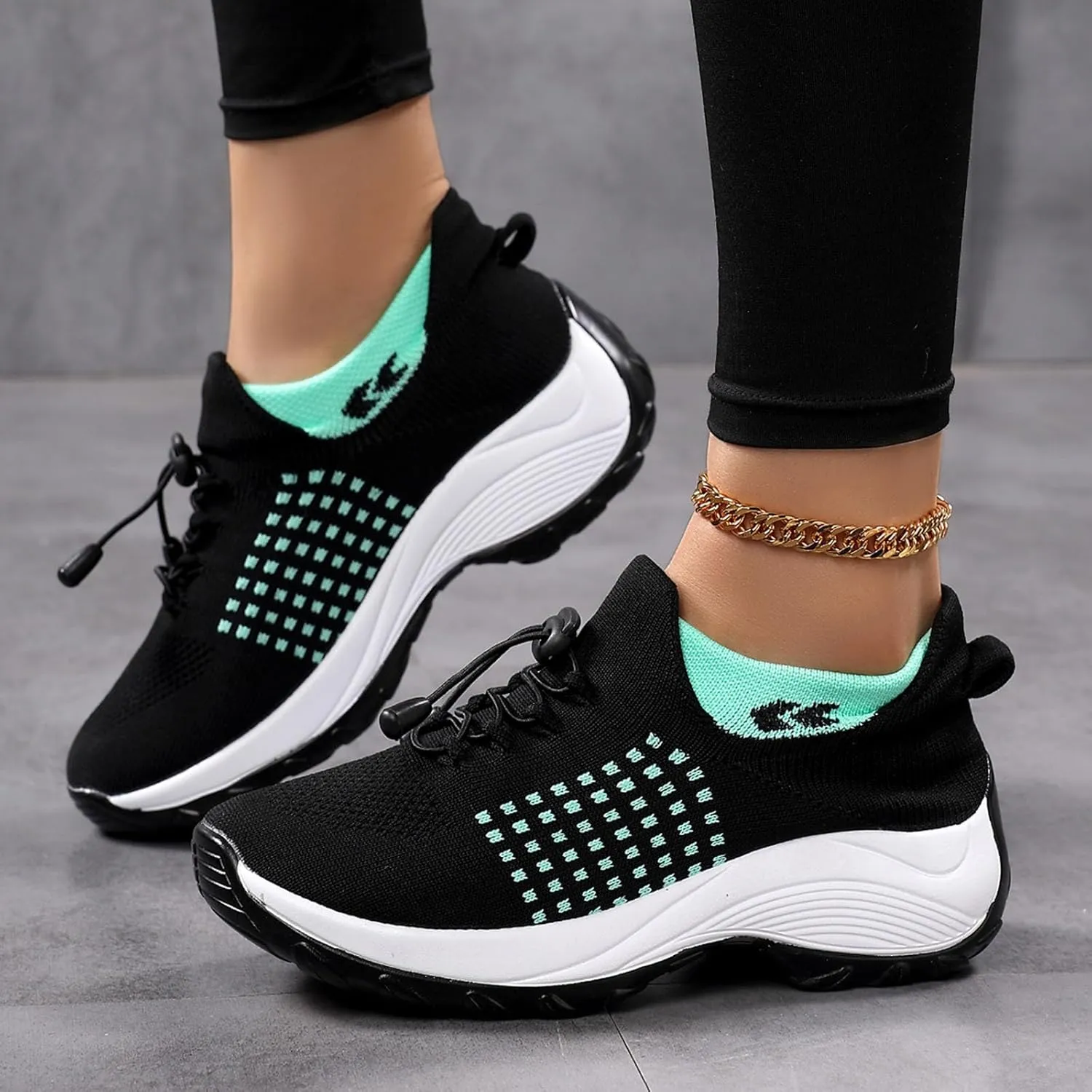 Women's Slip-On Sneakers Breathable Mesh Walking Shoes Comfortable Casual Athletic Sock Sneakers for Women Air