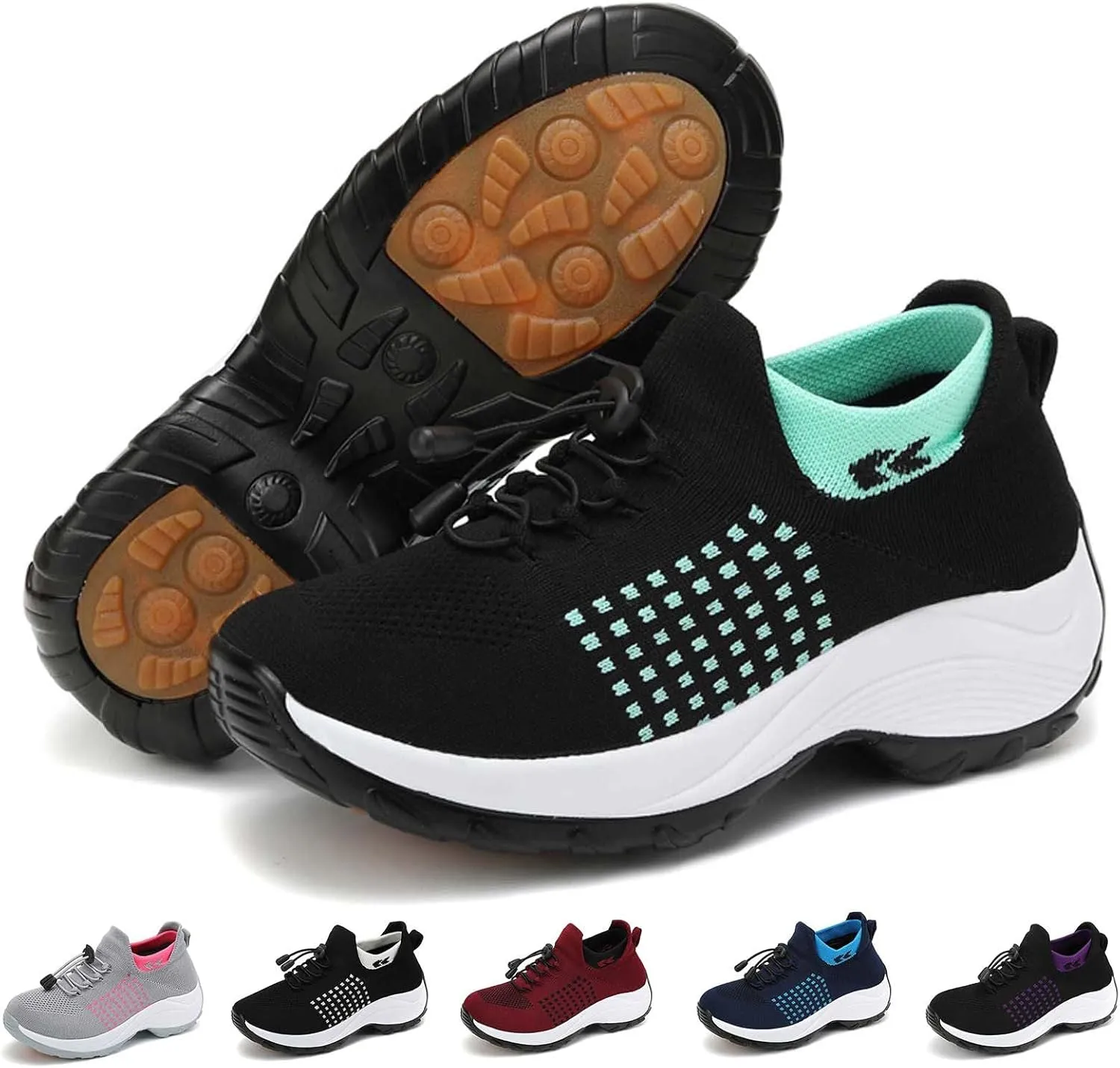 Women's Slip-On Sneakers Breathable Mesh Walking Shoes Comfortable Casual Athletic Sock Sneakers for Women Air