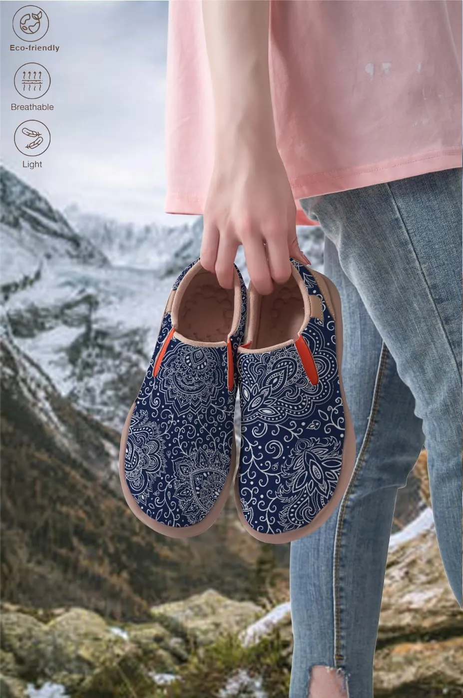 Womens Slip On Travel Shoes - Loafers Mandala Painted Sneakers Lightweight Comfortable Casual Walking Shoes