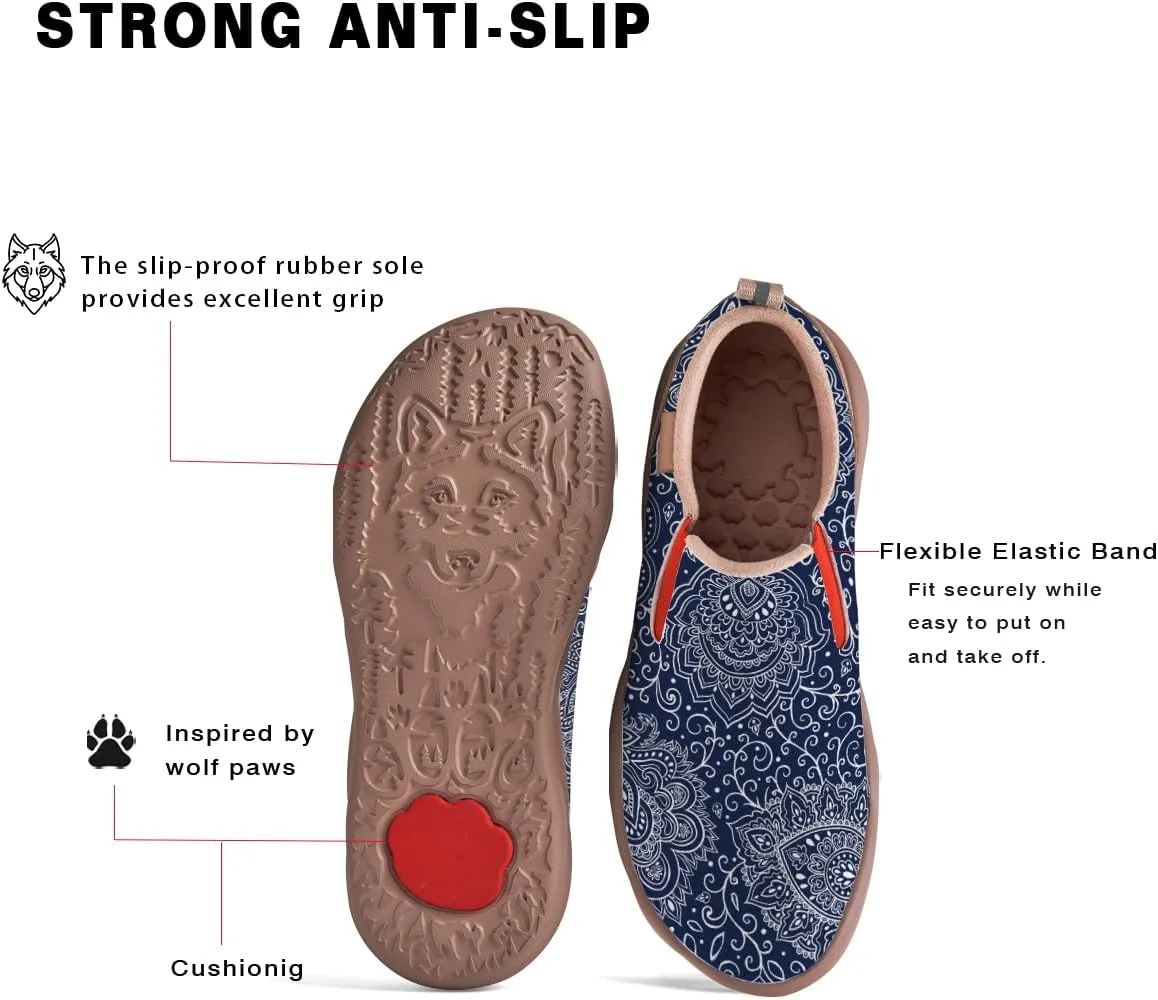 Womens Slip On Travel Shoes - Loafers Mandala Painted Sneakers Lightweight Comfortable Casual Walking Shoes