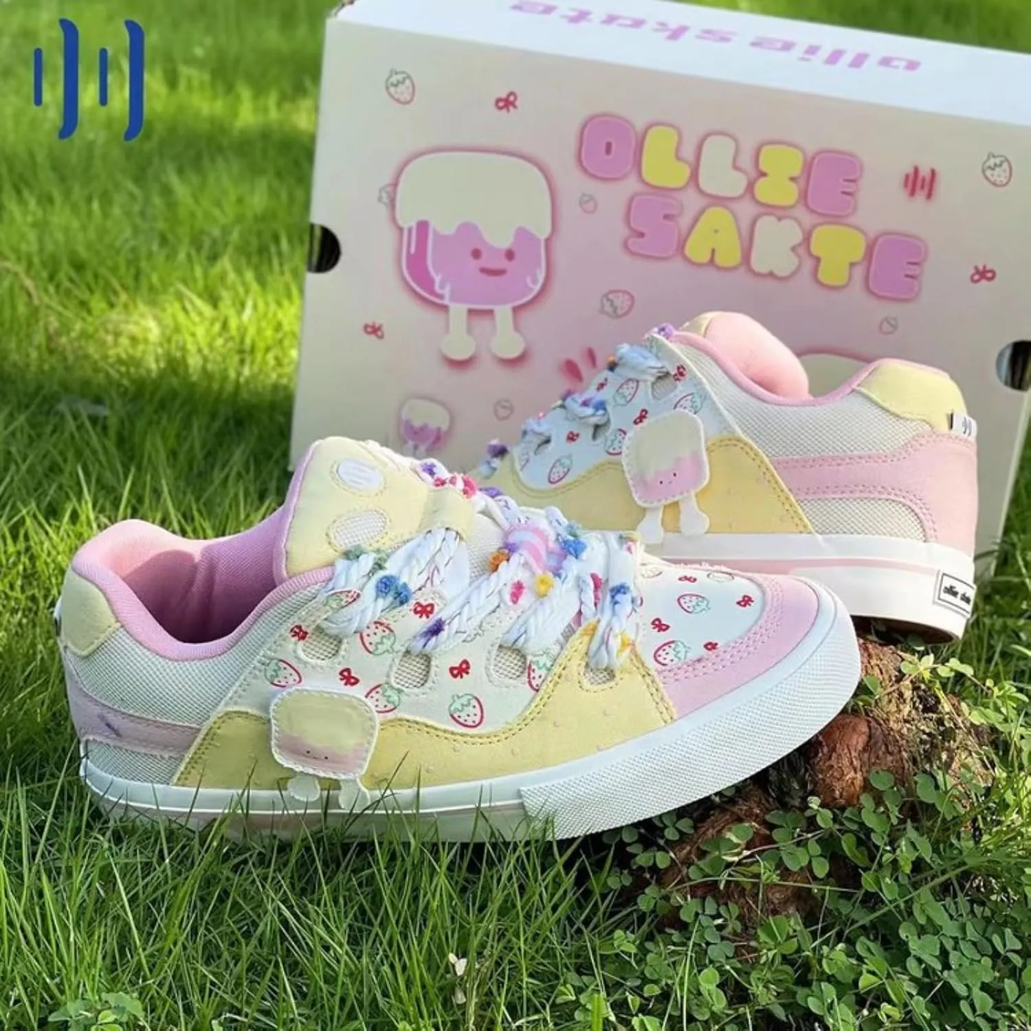 Women's Sneakers Ice Cream Color - Cute Pastel Casual Shoes with Comfortable Cushion for Teens Girls Everyday Outfits
