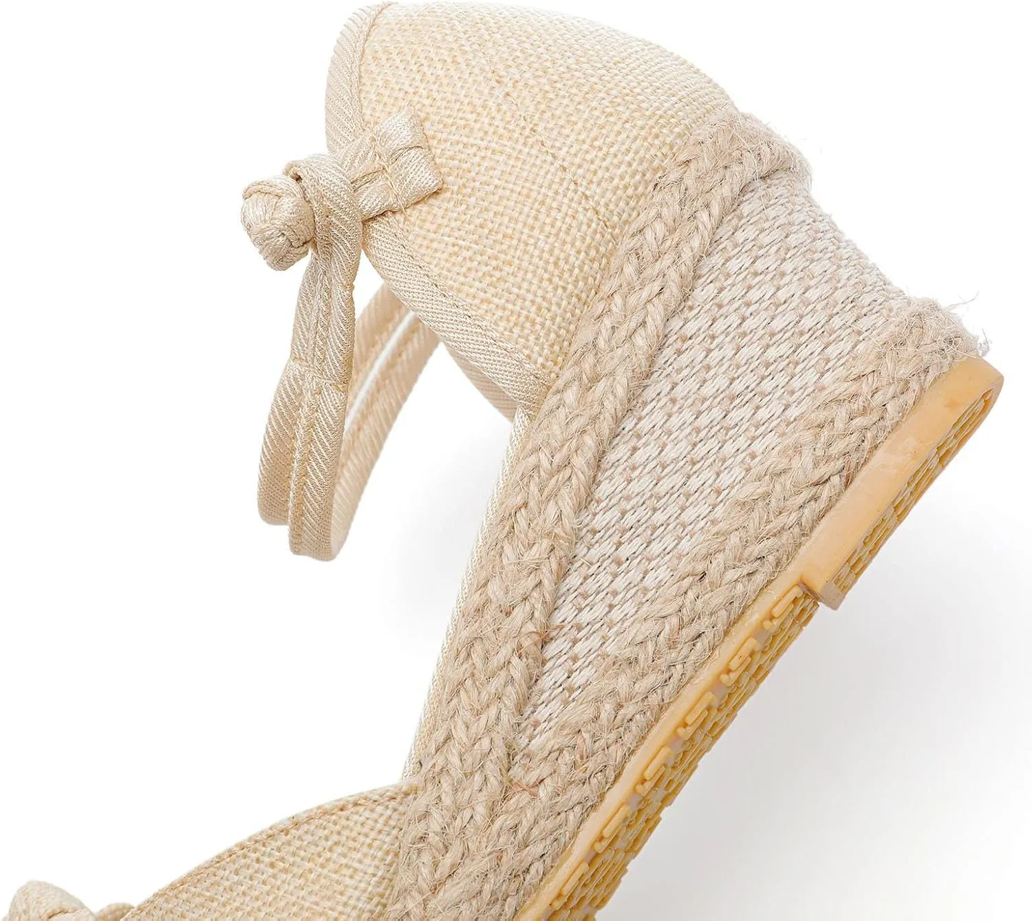 Women's Solid Textured Vintage Sandals Closed Toe Summer High Heel Casual Braided Elegant Shoe Anti-Slip Sandal