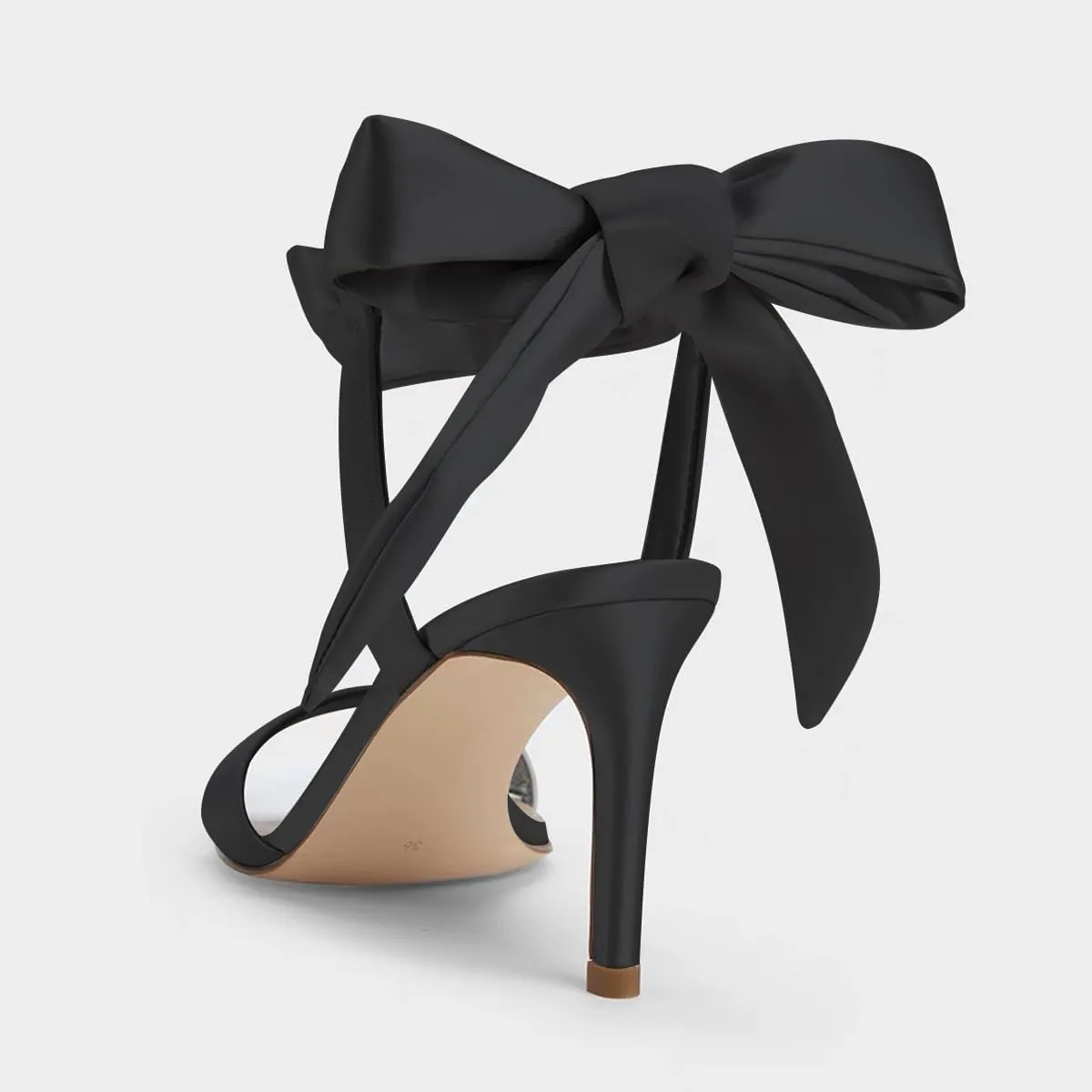 Women's Stiletto Sandals Pink Satin Bow Tie Square Toe Open Toe Sandals.