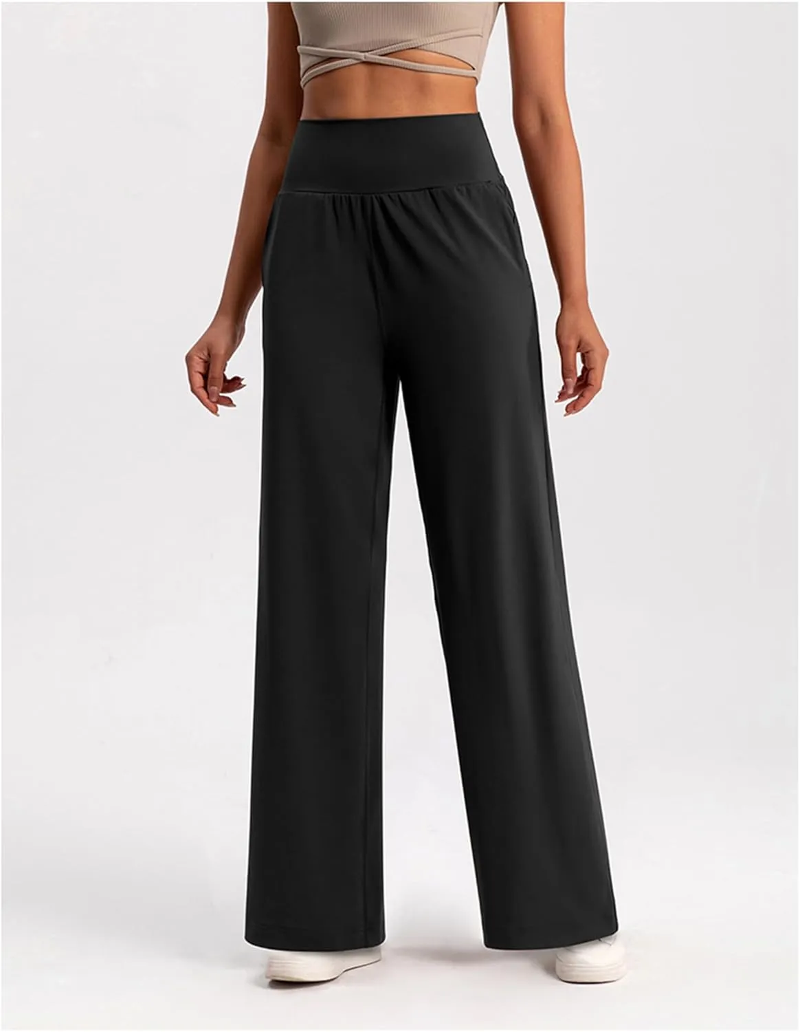 Womens Straight Leg Sweatpants, High Waist Yoga Pants, Women's Quick-Drying Casual Loose Wide Leg Yoga Sweatpants with Pocket