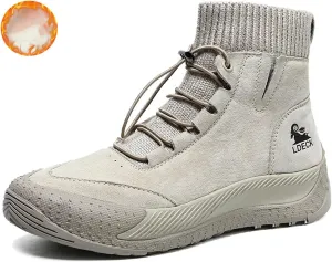 Women's Suede Anti-slip Outdoor Sock Ankle Boots With Elastic Band Italian Handmade Lace up High Top Waterproof Slip-on Comfortable Hiking sneakers Chukka Boots