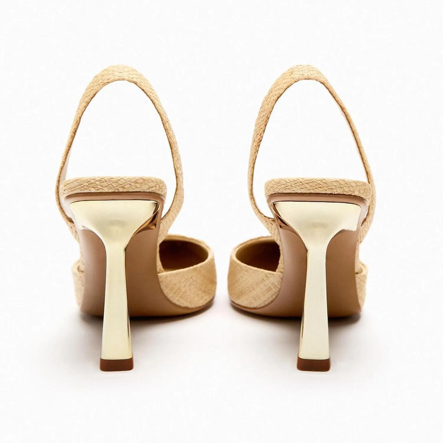 Women's Summer Shallow Mouth Pointed High Heels Metal Stiletto Closed Toe One-Strap Slingback French Sandals