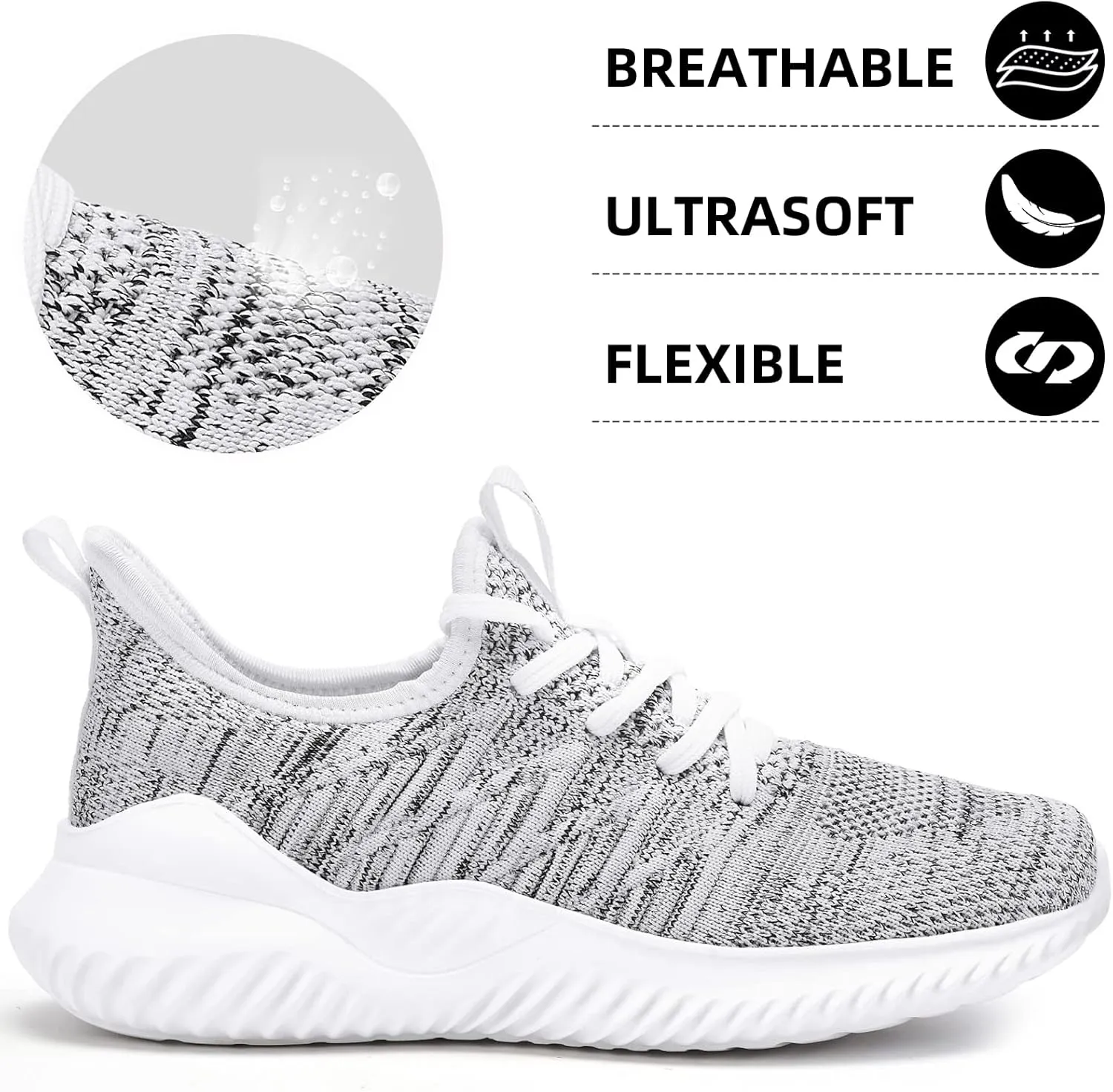 Womens Walking Tennis Shoes - Slip On Memory Foam Lightweight Casual Sneakers for Gym Travel Work